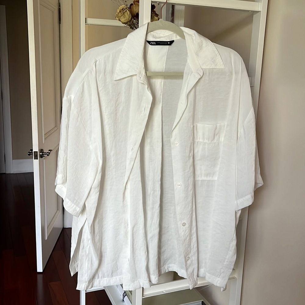 Zara oversized linen-like top size XS
